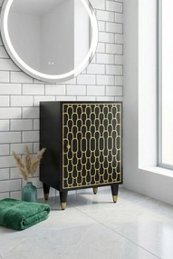 Czarna stojąca szafka łazienkowa w stylu retro R2-E75