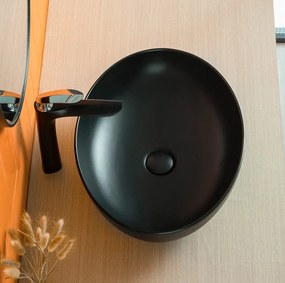 Umywalka nablatowa ceramiczna czarna matowa 41x33 cm stawiana na blat owal