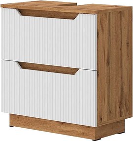 Szafka na wannę dąb/białe paski 59.8x32x62.5 lotta