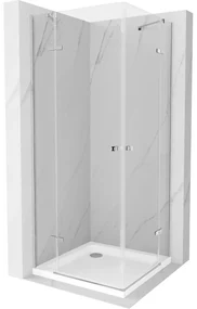 Mexen Roma Duo kabina prysznicowa uchylna 70 x 70 cm, transparent, chrom + brodzik Flat - 854-070-070-01-02-4010
