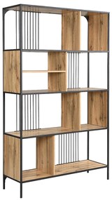 Półka z 9 wnękami z MDF i stali - Naturalny i Czarny - LEMAVIA