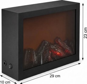 Kominek dekoracyjny LED, metalowy, 10 x 29 x 23 cm
