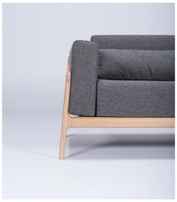 Ciemnoszara sofa z konstrukcją z litego drewna dębowego Gazzda Fawn, 210 cm