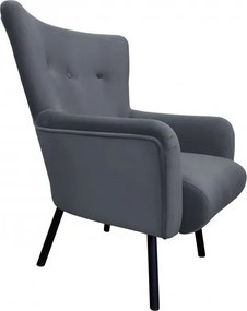 Fotel TULIP tkanina Welur noga metalowa Uszak luksusowy komfort salonu : Kolor nogi - Czarna, Kolor tkaniny - VELVET - BL14
