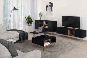 Czarny stolik kawowy Skandica HARMONI z otwieranym blatem