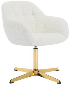 Krzesło biurowe z bukli - Biały i złoty - LANCIEGA Pascala Morabito