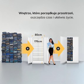 Szafa biurowa na dokumenty Jan Compact 80x40x175 cm, kolor biały