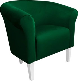 Fotel Milo tkanina Welur wygodny fotel tapicerowany do salonu i sypialni : Kolor nogi - Biała, Kolor tkaniny - VELVET - MG25, Wysokość nogi - 20 cm