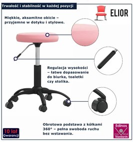Fotel biurowy obrotowy w kolorze różowego aksamitu K7-C13