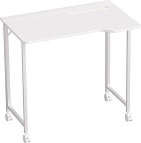HOMCOM Biurko, składane biurko komputerowe, oszczędzające miejsce biurko na kółkach, szczelina na urządzenia, 80 x 52 x 75 cm, Biały | Aosom PL