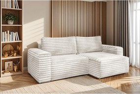 Narożnik z funkcją spania w kształcie L Bohoo, tkanina Velo, Ecru, Prawy