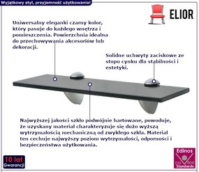 Czarna solidna półka szklana 30x10 - Imker