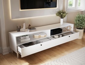 Szafka RTV z półką i szafkami DULLUM 200x58cm, biały