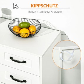 HOMCOM Komoda z 4 szufladami, szafka kuchenna z regulowaną półką, zabezpieczenie przed przewróceniem, kolor biały, 105 x 40 x 76 cm | Aosom PL