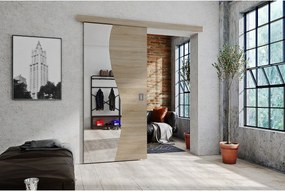 Emporius drzwi przesuwne 80 cm Kaja - drzwi naścienne z lustrem do salonu, garderoby - Dąb sonoma