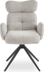 Krzesło Tapicerowane Obrotowe ALVARO Szare Boucle Nowoczesne