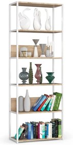 Otwarty regał do kuchni biały + dąb artisan - Shira 4X