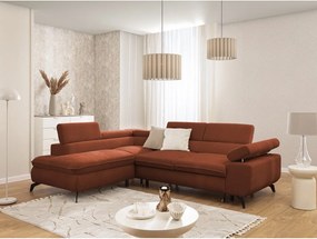 Narożnik z tkaniny szenilowej w kolorze terakoty (lewostronny/w kształcie litery L) Marbeya – Ropez