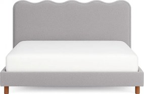 Łóżko Tapicerowane 160x200 cm IZMIR ze Stelażem Dwuosobowe Boucle Szare