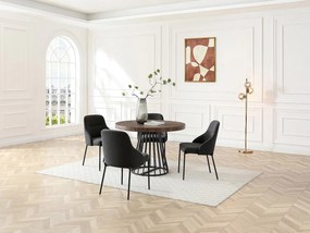 Stół jadalniany rozkładany dla 2-12 osób z MDF i stali - Ciemny naturalny i czarny - FIRELA