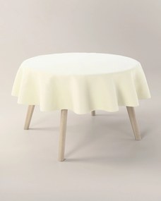 Obrus okrągły kolor kremowy tkanina połyskliwa, welwetowa