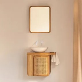 Zestaw Wiszących Mebli Łazienkowych Z Drewna Tekowego Georgy Drewno Tekowe & Cement - Sklum