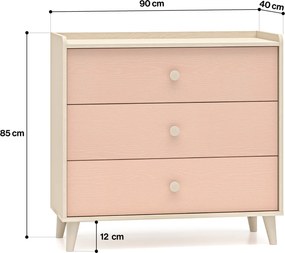 Komoda dziecięca z szufladami Mevel 06, różowy / piaskowy