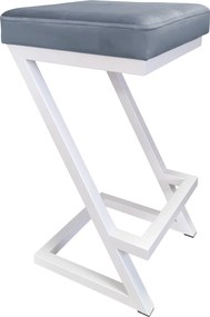 Hoker ZETA krzesło barowe tkanina Welur podstawa metalowa LOFT : Kolor Stelaża - Biały, Kolor tkaniny - VELVET - BL06