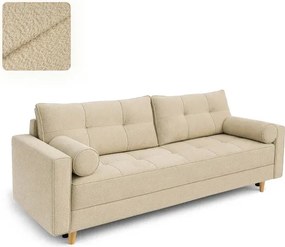 Sofa z Funkcją Spania LONAR Beżowa Boucle Japandi