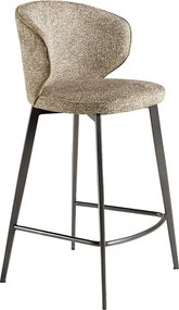 Hoker tapicerowany tkaniną w melanżowym brązie