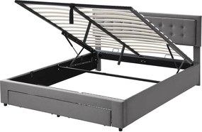 Łóżko tapicerowane 180x200cm z weluru - z szufladą i stelażem - Szare (bez materaca)