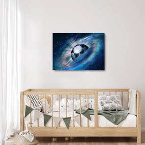 Obraz na szkle - Piłka nożna w kosmosie (70x50 cm)