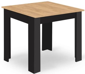 Kwadratowy stół 80x80 dąb artisan + czarny - Silio 3X