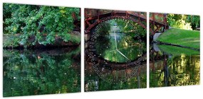 Obraz rzeki (z zegarem) (90x30 cm)