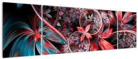 Abstrakcyjny obraz egzotycznych kwiatów (170x50 cm)