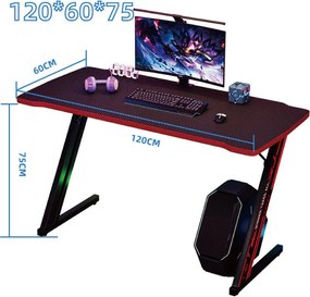 Biurko gamingowe komputerowe dla gracza Carbon 120x60