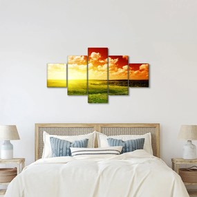 Obraz łąki ze świecącym słońcem (125x70 cm)