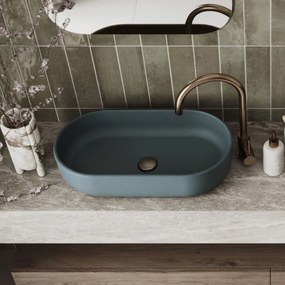 Massi Umywalka betonowa nablatowa owalna bez otworu 60 x 32 cm FORMO | różne kolory : Kolor - Turkusowy