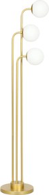 HOMCOM Nowoczesna Lampa Stojąca z 3 Abażurami, z Włącznikiem Nożnym, do Salonu, Sypialni, 3 x Oprawka E27, Złoty Kolor
