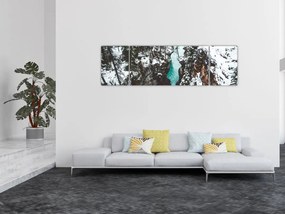 Obraz - górska rzeka zimą (170x50 cm)