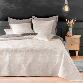 Kremowy aksamitny zestaw narzuty na łóżko i poszewki na poduszkę 220x240 cm Solange – douceur d'intérieur