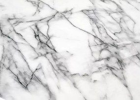 Nowoczesny okrągły stół Bronx 110 cm z blatem MDF imitującym biały marmur na stożkowej metalowej czarnej podstawie