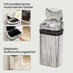 HOMCOM Kosz z czujnikiem 30 l Automatyczny kosz na śmieci z czujnikiem ruchu do biura, sypialni | Aosom PL