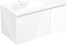 Mexen Orio szafka łazienkowa 90 cm z umywalką Vela lewą, 1S, 1D, biała połysk - 91A13-09047-3-BBFF00-W23L00