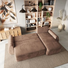 Masseno Narożnik GALVIS z funkcją spania i pojemnikiem na pościel Narozniki L, Rozkładana sofa - Beżowy, MONOLITH 09