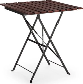 Stół ogrodowy składany Agata z drewna i metalu w kolorze czarnym.