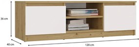 Szafka RTV dąb artisan + biały 120 cm T3-R80