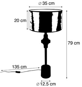 Lampa stołowa art deco złota klosz welurowy czerwony 35cm - Diverso ArtDeco Oswietlenie wewnetrzne