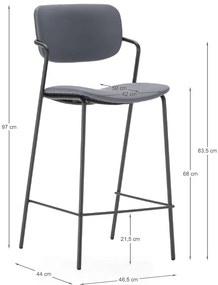 Ciemnoszare hokery zestaw 2 szt. (wysokość siedziska 68 cm) Maika – Marckeric