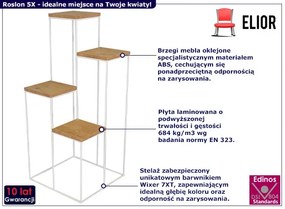 Stojak na kwiaty z metalowym stelażem biały + dąb lancelot - Roslon 5X